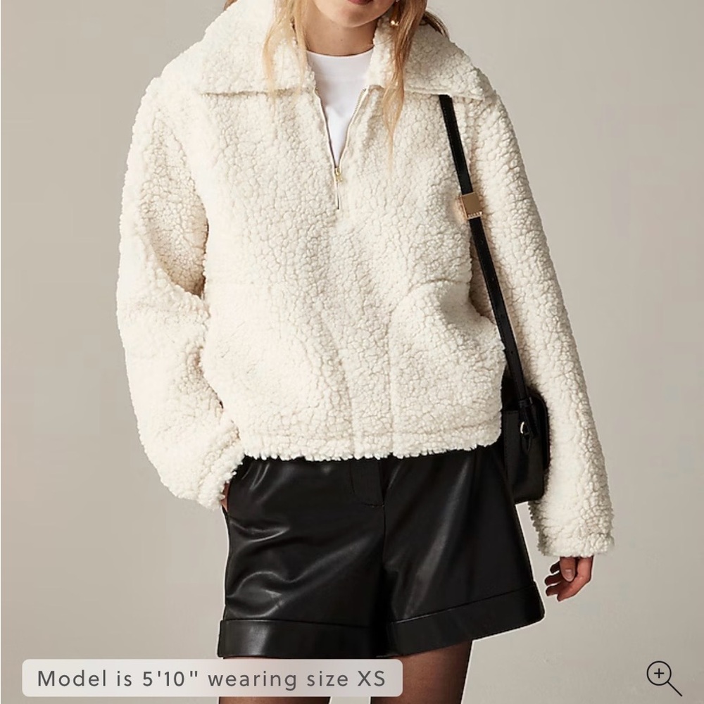 J. Crew Cream Teddy Pullover Jacket - Picture 1 of 7